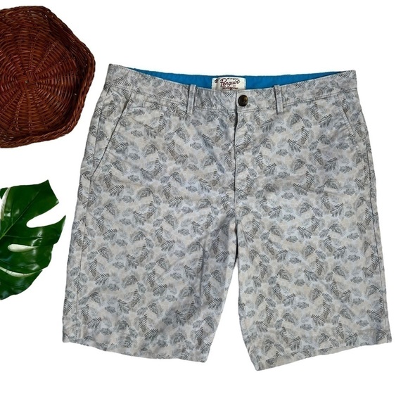 Penguin Men’s Grey Leaf Palm Frond Patterned Lightweight Hybrid Shorts Size 36 - Picture 16 of 16